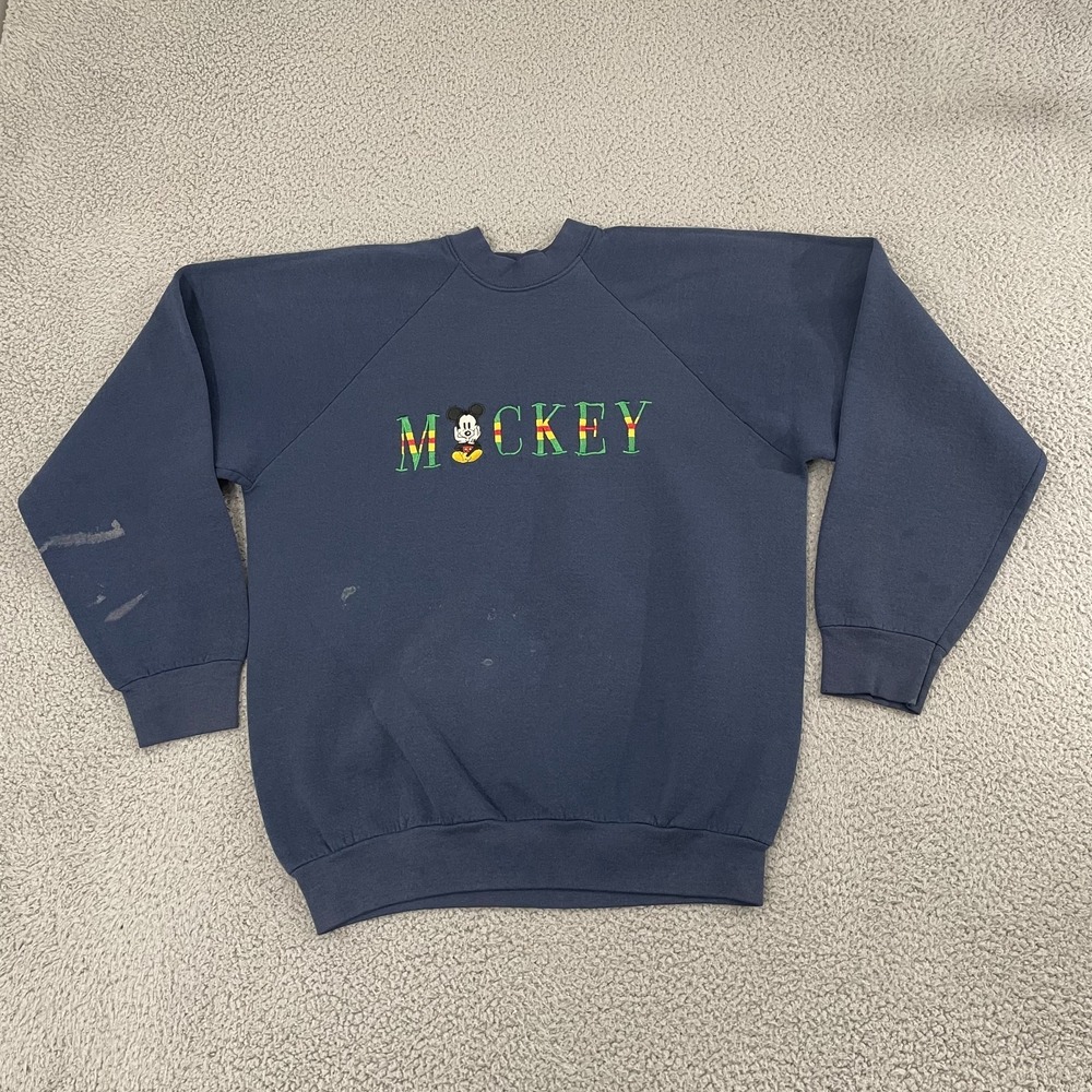 Vintage Mickey Mouse Sweatshirt Men L Navy Mickey & Co. 80s 90s Crewneck